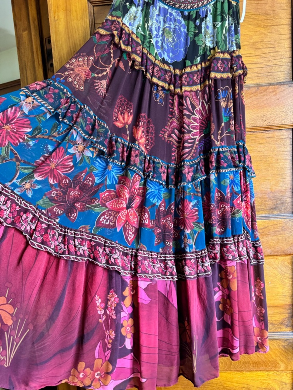 Farm Rio Floral Mix Ruffle Maxi Skirt - Picture 5 of 5